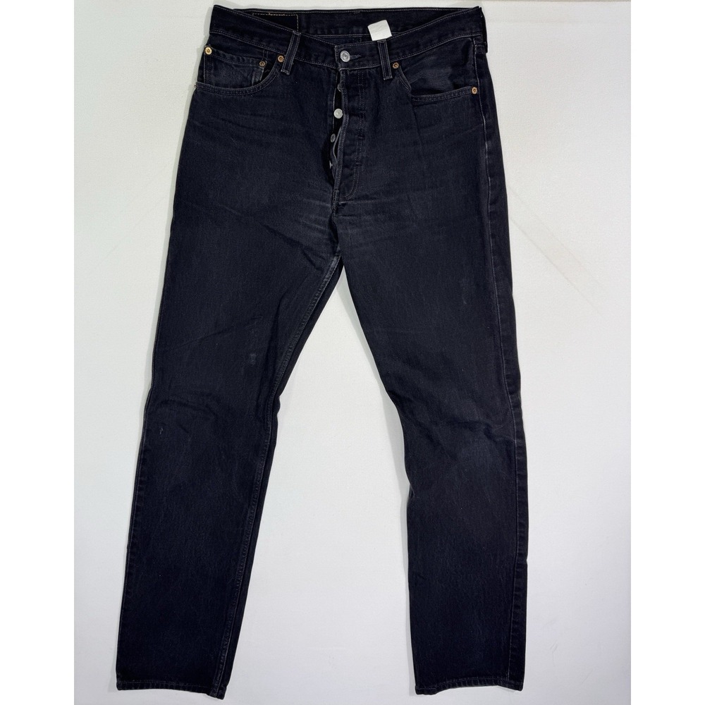 Levi's 501 XX Button Fly Denim Black 33x36 32x35 Straight Grunge VTG Y2K Jeans